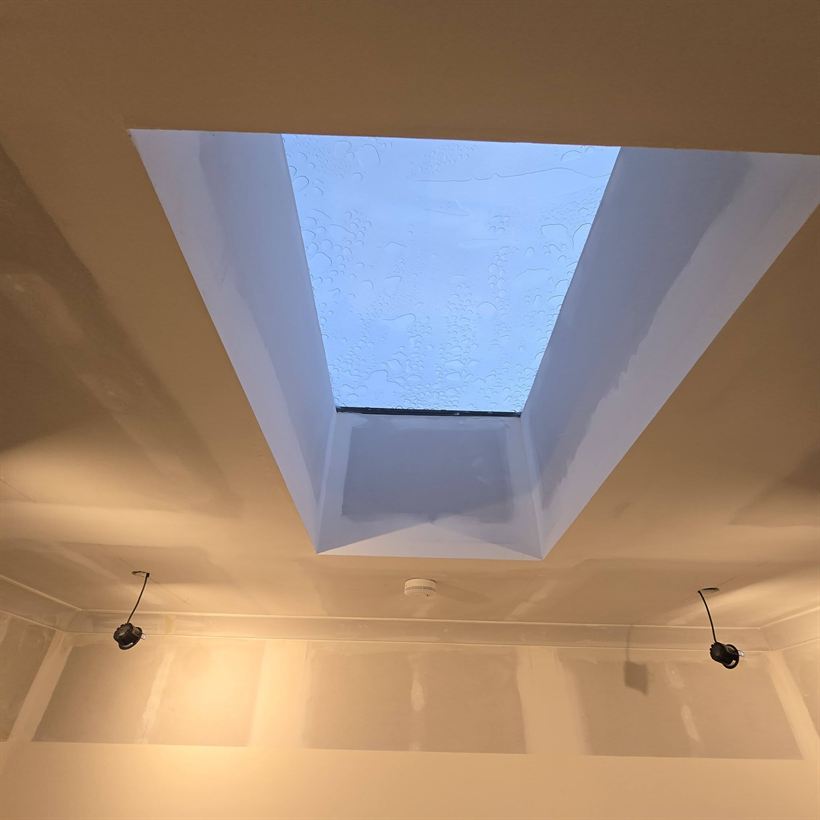 Roof lantern fitted in a new extension ceiling